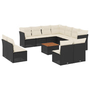 Loungeset 12-delig poly rattan zwart