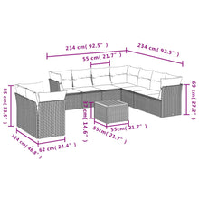 10-Delige Loungeset Met Kussens Poly Rattan Zwart