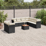 Loungeset 10-delig poly rattan zwart