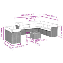 10-Delige Loungeset Met Kussens Poly Rattan Grijs