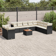 Loungeset 11-delig poly rattan zwart