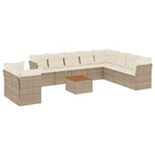 11-Delige Tuinset Met Kussens Poly Rattan Beige