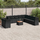 12-piece lounge set with cushions poly rattan black