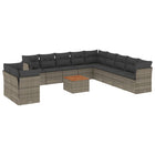 Loungeset 12-delig poly rattan grijs