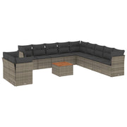12-piece lounge set with cushions poly rattan grey