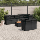 9-Delige Loungeset Met Kussens Poly Rattan Zwart