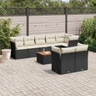 9-Delige Loungeset Met Kussens Poly Rattan Zwart