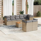 9-Delige Loungeset Met Kussens Poly Rattan Beige