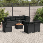 9-Delige Loungeset Met Kussens Poly Rattan Zwart