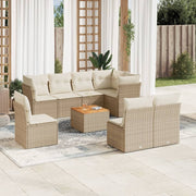 Loungeset 9-delig poly rattan beige