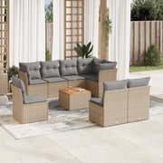 Loungeset 9-delig poly rattan beige