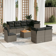 Loungeset 9-delig poly rattan grijs
