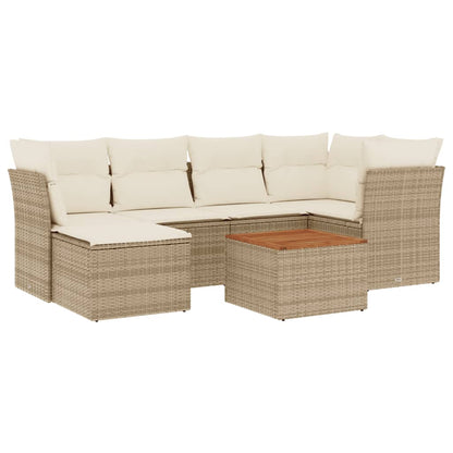 7-Delige Loungeset Met Kussens Poly Rattan Beige beige and cream