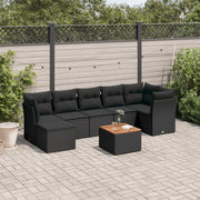 Loungeset 8-delig poly rattan zwart
