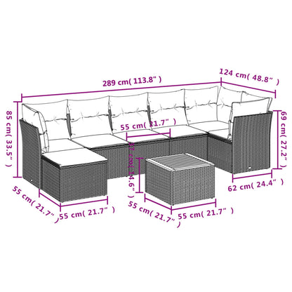 8-Delige Loungeset Met Kussens Poly Rattan Beige