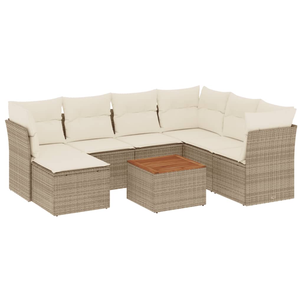 8-Delige Loungeset Met Kussens Poly Rattan Beige
