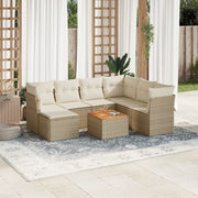 Loungeset 8-delig poly rattan beige