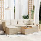 7-Delige Loungeset Met Kussens Poly Rattan Beige beige and cream