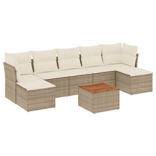 8-Delige Loungeset Met Kussens Poly Rattan Beige beige and cream