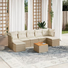 8-Delige Loungeset Met Kussens Poly Rattan Beige beige and cream