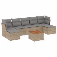 8-Delige Loungeset Met Kussens Poly Rattan Beige en grijs