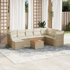 9-Delige Loungeset Met Kussens Poly Rattan Beige beige and cream