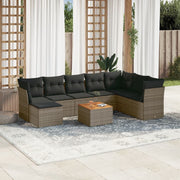 Loungeset 9-delig poly rattan grijs