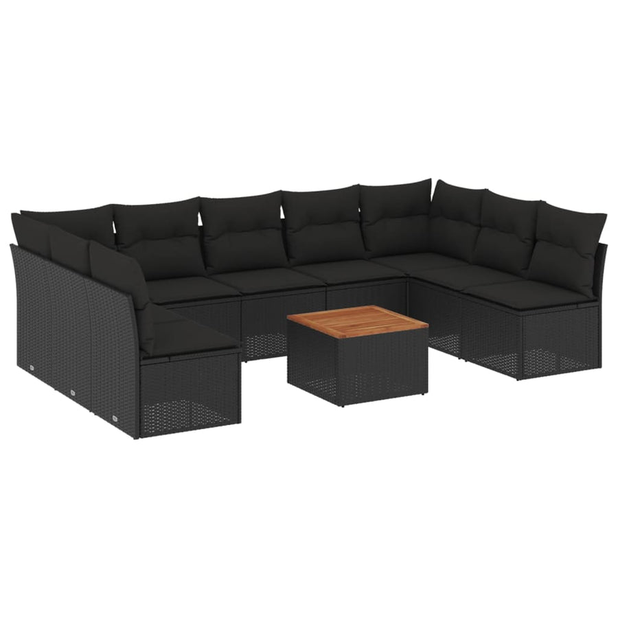 0-Delige Loungeset Met Kussens Poly Rattan Zwart