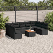 Loungeset 10-delig poly rattan zwart