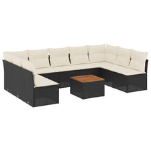0-Delige Loungeset Met Kussens Poly Rattan Zwart en crème
