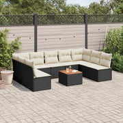 Loungeset 10-delig poly rattan zwart