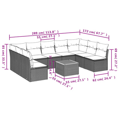 0-Delige Loungeset Met Kussens Poly Rattan Beige en grijs
