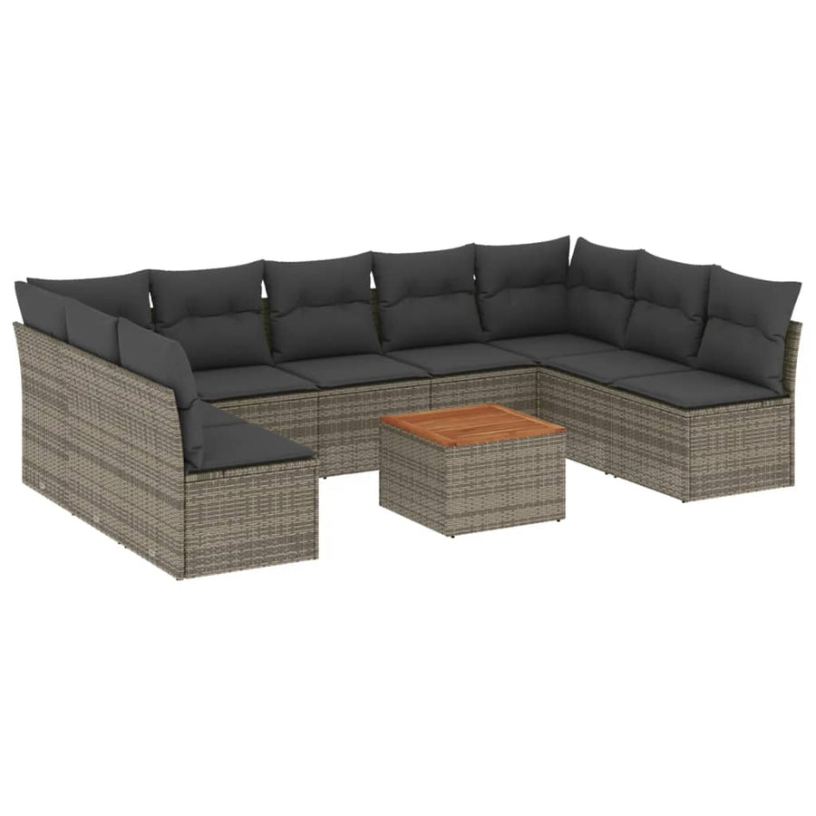 0-Delige Loungeset Met Kussens Poly Rattan Grijs