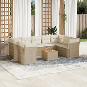 Loungeset 10-delig poly rattan beige