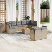 Loungeset 10-delig poly rattan beige
