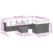 10-piece Lounge Set with Cushions Poly Rattan Beige