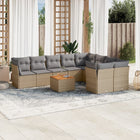 10-Delige Loungeset Met Kussens Poly Rattan Beige