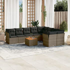 10-Delige Loungeset Met Kussens Poly Rattan Grijs