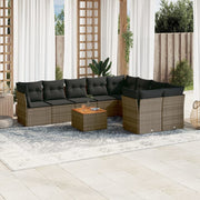 10-piece Lounge Set with Cushions Poly Rattan Grey