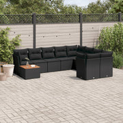 Loungeset 10-delig poly rattan zwart