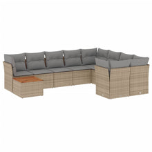 10-Delige Loungeset Met Kussens Poly Rattan Beige