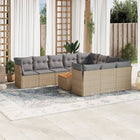 11-Delige Tuinset Met Kussens Poly Rattan Beige