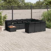 Loungeset 11-delig poly rattan zwart