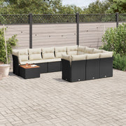 Loungeset 11-delig poly rattan zwart