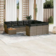 Loungeset 11-delig poly rattan grijs