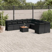 Loungeset 11-delig poly rattan zwart