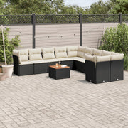 Loungeset 11-delig poly rattan zwart