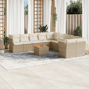 Tuinset 11-delig poly rattan beige