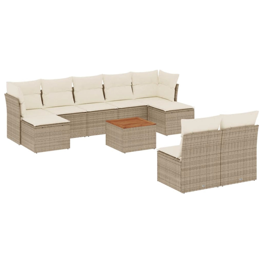 0-Delige Loungeset Met Kussens Poly Rattan Beige beige and cream