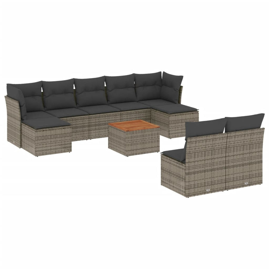 0-Delige Loungeset Met Kussens Poly Rattan Grijs